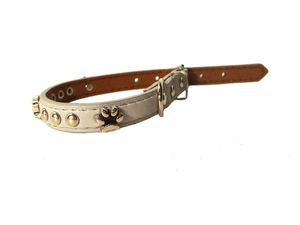 Tatrapet Benny obojek na psa 15 mm x 35 cm koženkový zdobený šedý