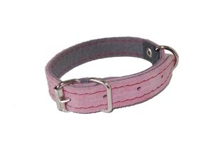 Obojek na psa broušená kůže 30cm/14mm růžový