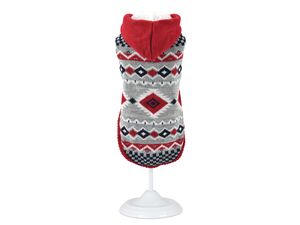 Nayeco svetr pro psa 20 cm, obvod 24 cm Islandia šedý s kapucí červenou doprodej