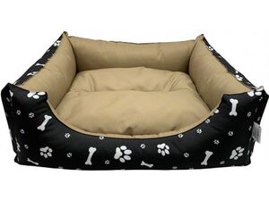 Pelech pro psy Foot Brown 80 cm x 70 cm s polštářem hnědý/béžový