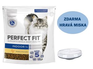 Perfect fit cat Adult Indoor 750 g kuře + dárek hravá miska