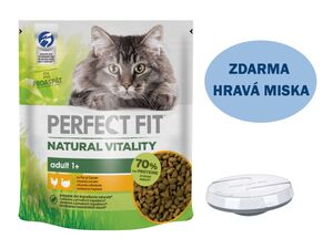 Perfect fit Natural Vitality cat Adult 650 g kuře + dárek hravá miska