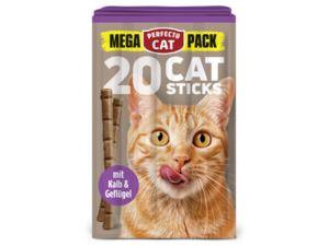 Perfecto Cat Mega pack 20 ks tyčinek pro kočky s telecím a drůbežím masem 100g