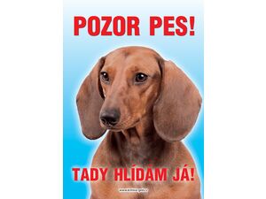 Grel Tabulka pozor pes jezevčík hladkosrstý