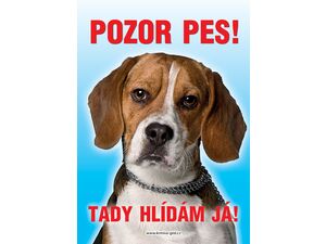 Grel Tabulka pozor pes bígl