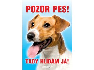 Grel Tabulka pozor pes jack russel terier