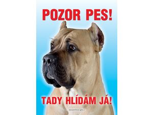 Grel Tabulka pozor pes italský mastif světlý (cane corso)