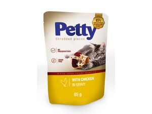 Petty kapsička 85 g trhané kousky drůbeží pro kočku