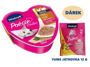 Vitakraft Poésie Creation kuře krůta v omáčce 85 g, vanička+dárek Vitakraft cat Yums 12 g