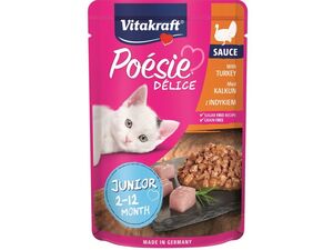 Vitakraft Poésie Délice Sauce Junior krůtí 85 g kapsa +dárek Vitakraft cat Yums 12 g játro