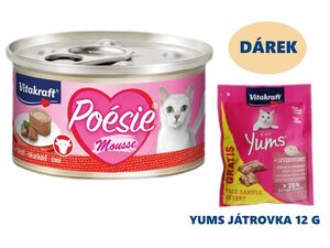 Vitakraft Poésie Mousse hovězí 85 g konzerva +dárek Vitakraft cat Yums 12 g játrovka
