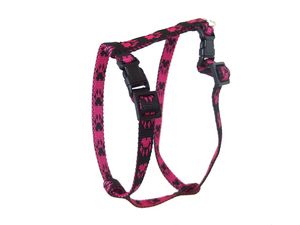 Sedlářství Doležel Postroj pro psa clasik H 2 10mm/14-27/20-37cm nylon černý s fialovou tlapkou