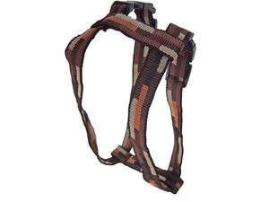 Postroj pro psa clasik H 4 20mm/24-42-34-55cm nylon hnědo černo béžový