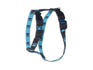 Postroj pro psa clasik H 4 20mm/24-42-34-55cm nylon modrý s černou tlapkou