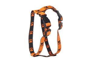 Sedlářství Doležel Postroj pro psa clasik H 4 20mm/24-42-34-55cm nylon oranžový s černou tlapkou