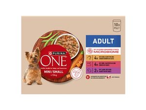 Purina ONE MINI Dog adult kuře, hovězí, jehněčí ve šťávě multipack 10 x 85 g kapsa 