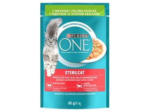 Purina ONE Sterilcat 85 g kapsa mini filetky s krůtou a zelenými fazolkami ve šťávě