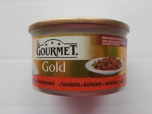 Gourmet gold 85g hovězí+kuře v rajčatové omáčce 078