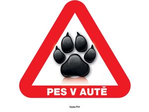 Grel nálepka na sklo pozor pes v autě tlapka