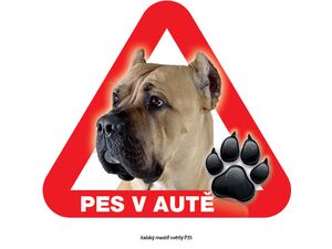 Grel nálepka na sklo pozor pes v autě italský mastif světlý