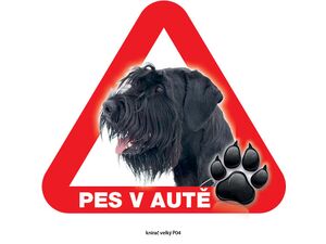 Grel nálepka na sklo pozor pes v autě knírač velký