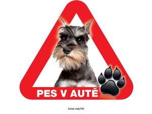 Grel nálepka na sklo pozor pes v autě knírač malý
