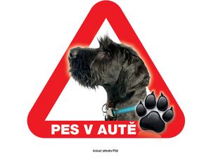 Grel nálepka na sklo pozor pes v autě knírač střední