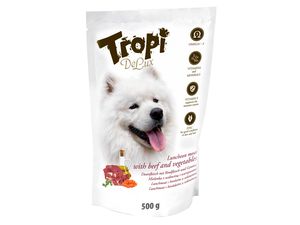 Tropi De Lux lunchmeat hovězí a zelenina 500 g kapsa pro psa