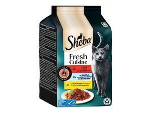 Sheba Fresh & Fine kapsa Taste Paris ve šťávě, 6 x 50 g hovězí, bílá ryba, kuřecí játra
