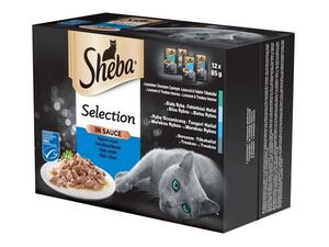 Sheba Select Slices in sauce rybí výběr 12 x 85 g kapsa losos,treska,bílá ryba,mořsk SLEVA