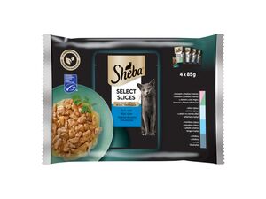 Sheba Selection in sauce rybí výběr 4 x 85 g kapsa bílá ryba,losos,treska,tuňák