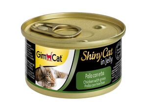SHINY CAT kuře s kočičí trávou 70g v želé