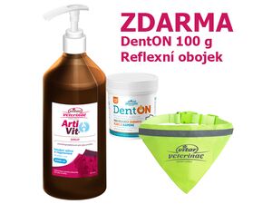 Balíček Artivit sirup 1000 ml, dárek DentOn 100 g + reflexní obojek