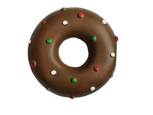 Tatrapet hračka pro psa donut 14 cm pískací latex hnědá