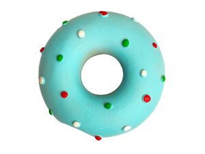 Tatrapet hračka pro psa donut 14 cm pískací latex modrá