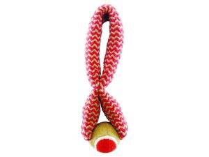 Tatrapet hračka pro psa přetahovadlo osmička s tenisákem, pískací 32 cm červeno-hnědé