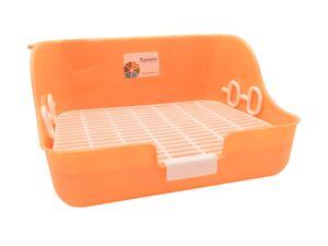 Toaleta pro králíky a fretky s roštem, 28 x 21 x 16cm oranžová