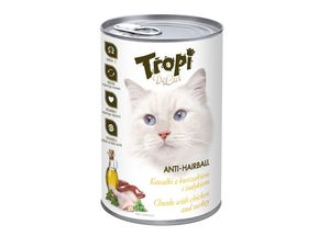 Tropi Delux Anti-Hairball konzerva pro kočku 400 g kuře a krůta v omáčce SLEVA