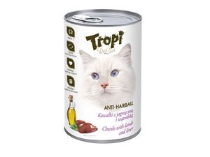 Tropi Delux Anti-Hairball konzerva pro kočku 400 g tele a játra v omáčce SLEVA