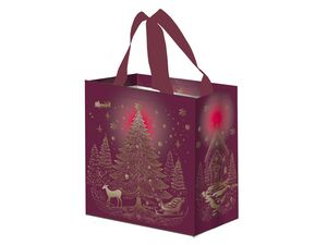 Nákupní taška na pamlsky vánoční strom 10 l ,  27 x 26 x 15 cm bordó