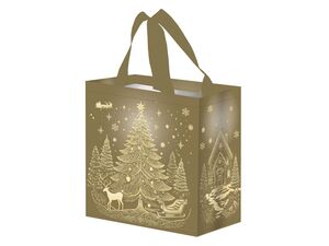 Nákupní taška na pamlsky vánoční strom 10 l ,  27 x 26 x 15 cm zlatá