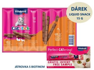 Vitakraft cat Stick krůta & jehně 6 x 6 g +dárek Vitakraft cat Liquid snack játrovka s bio