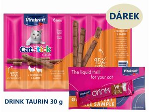 Vitakraft cat Stick krůta & jehně 6 x 6 g +dárek Vitakraft cat drink taurine+Flavour