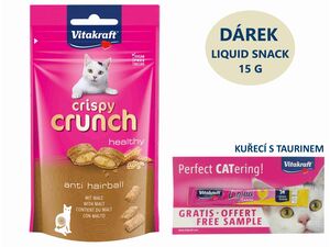 Vitakraft Crispy Crunch 60 g anti hairball, sladový+dárek Vitakraft cat Liquid-snack kuře