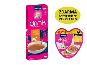 Vitakraft Drink polévka kuře s taurinem 5 x 30 g + dárek Vitakraft cat Poésie Creation kuř