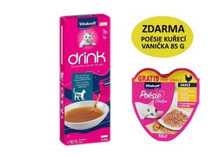 Vitakraft Drink polévka losos + L-Carnitin 5 x 30 g + dárek Vitakraft cat Poésie Creation 