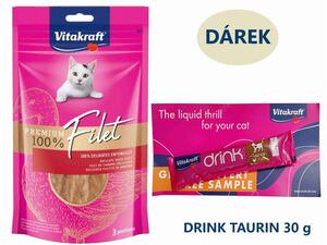 Vitakraft Cat Premium filet kachní 54 g+dárek Vitakraft cat drink taurine+Flavour