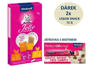 Vitakraft Jelly Lovers kuře, krůta 6 x 15 g + dárek Vitakraft cat Liquid snack játrovka s 