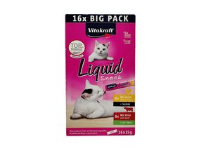 Vitakraft Liquid Snack multipack 8x kuře - taurin + 8x hovězí - tráva  16 x 15 g