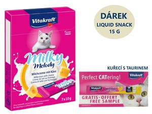 Vitakraft Milky melody se sýrem 70 g mléčný krém + dárek Vitakraft cat Liquid-snack kuře 